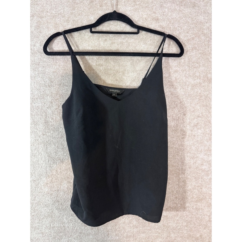 Banana Republic Cami Tank Top Womens Petite XS Black V Neck Strappy Minimalist